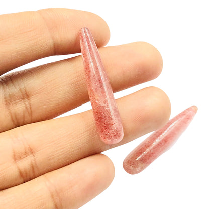 2 Pcs Natural Red Strawberry Drop Smooth Loose Gemstone Briolette , Red Strawberry Gemstone Beads ,Earring jewelry Making, SKU- BBI1029