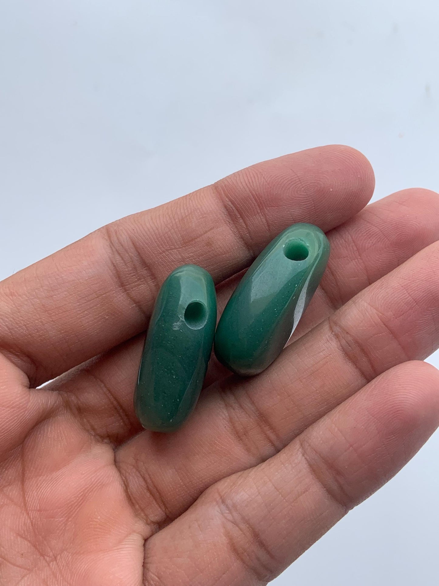 Natural Green jasper Smooth tumble shape Gemstone Size 20x30x11mm Side drill tumble for wedding jewelry Earring Making gemstone gift for her