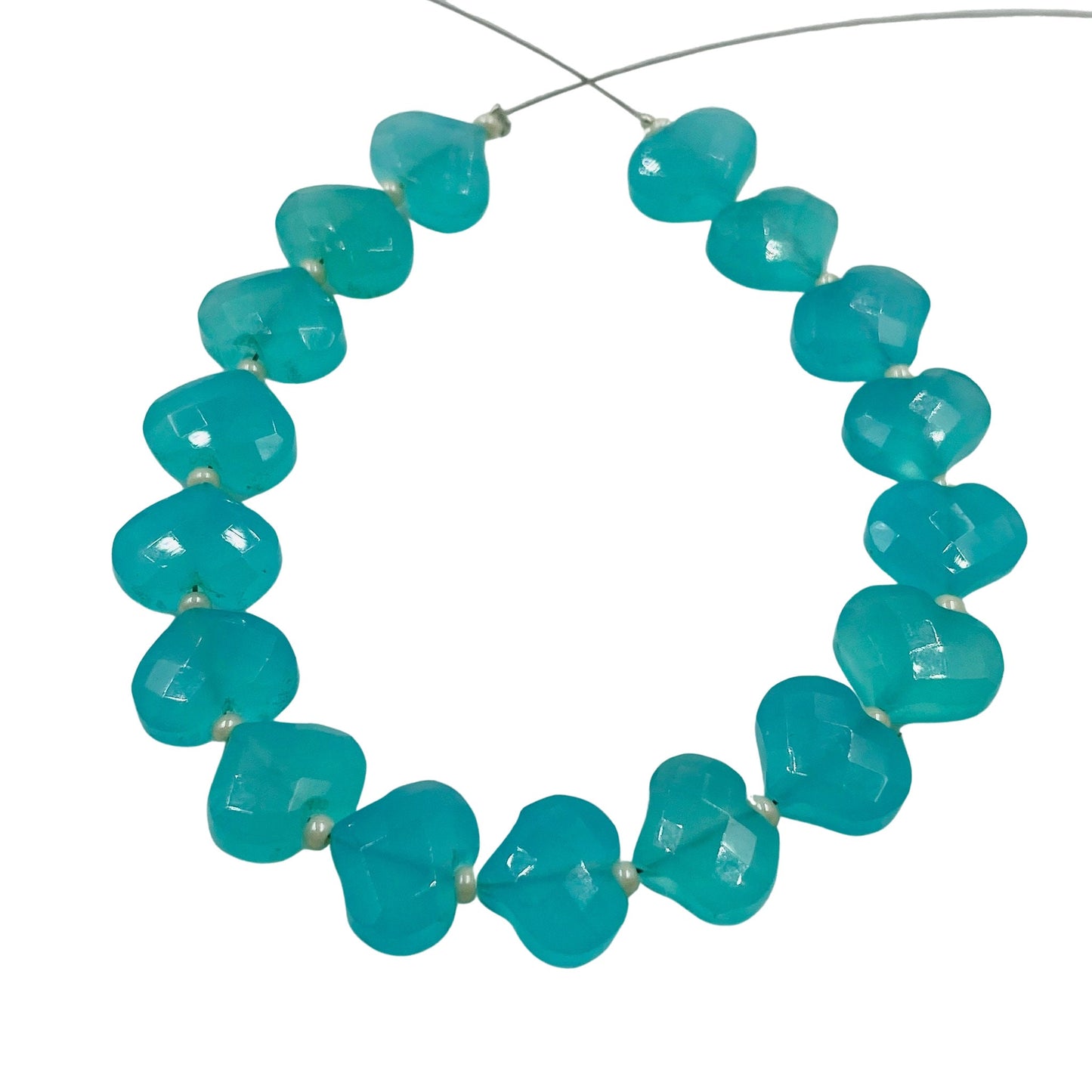 Quality 100% Natural Aqua Chalcedony Faceted Heart Shape Gemstone Beads , Aqua Chalcedony Gemstone Jewelry Beads , 10mm Approx, BBI1556