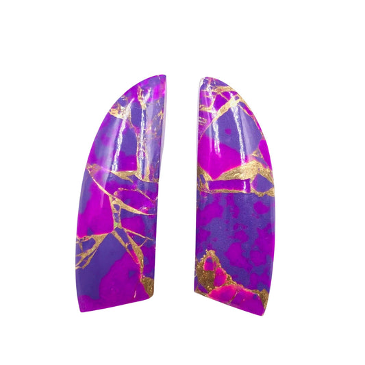 1 Pair Purple Copper Turquoise Smooth Long Fancy Cut Shape Gemstone, Size 10X30mm, Matching Pair Briolette, Earring Making, SKU - BBI1024