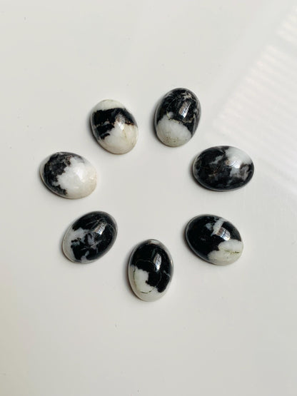Zebra Jasper Oval Cabochons, Black & White Gemstone (12x16mm)