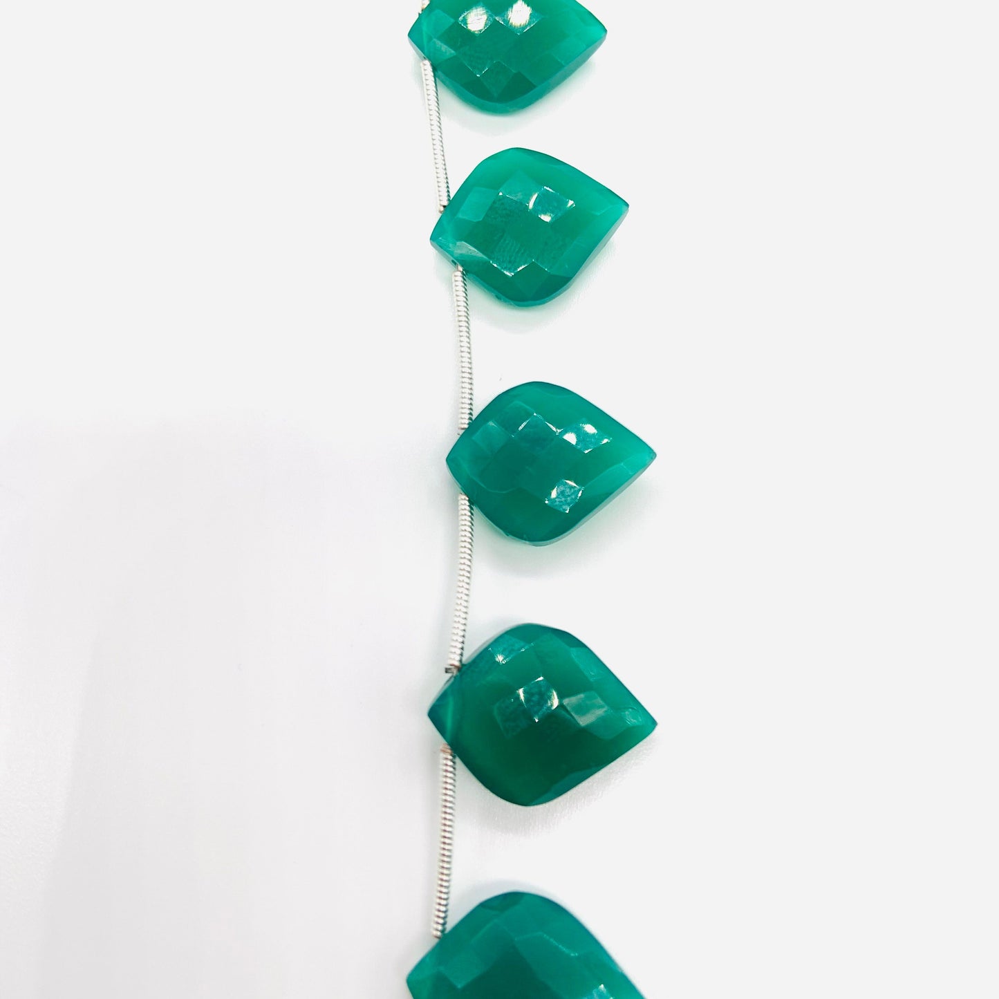 Green Onyx 10 Pieces Fancy Cut Briolette Beads | Faceted Gemstone Side Drill Beads