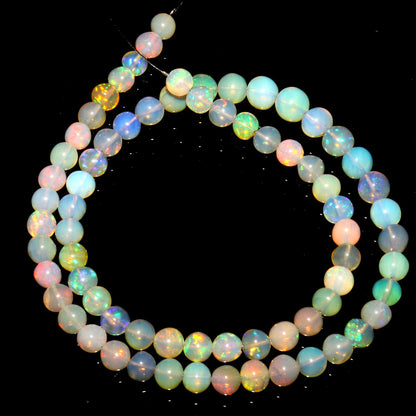AAA Ethiopian Fire Opal Smooth Round Ball Beads 4mm–6mm