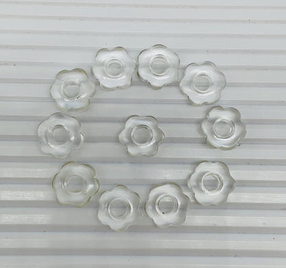 4 Pcs Natural Crystal White Smooth Flower Gemstone Beads 15mm Carved Flower Shape jewelry Crystal Gemstone Jewelry Handmade Bracelet Beads
