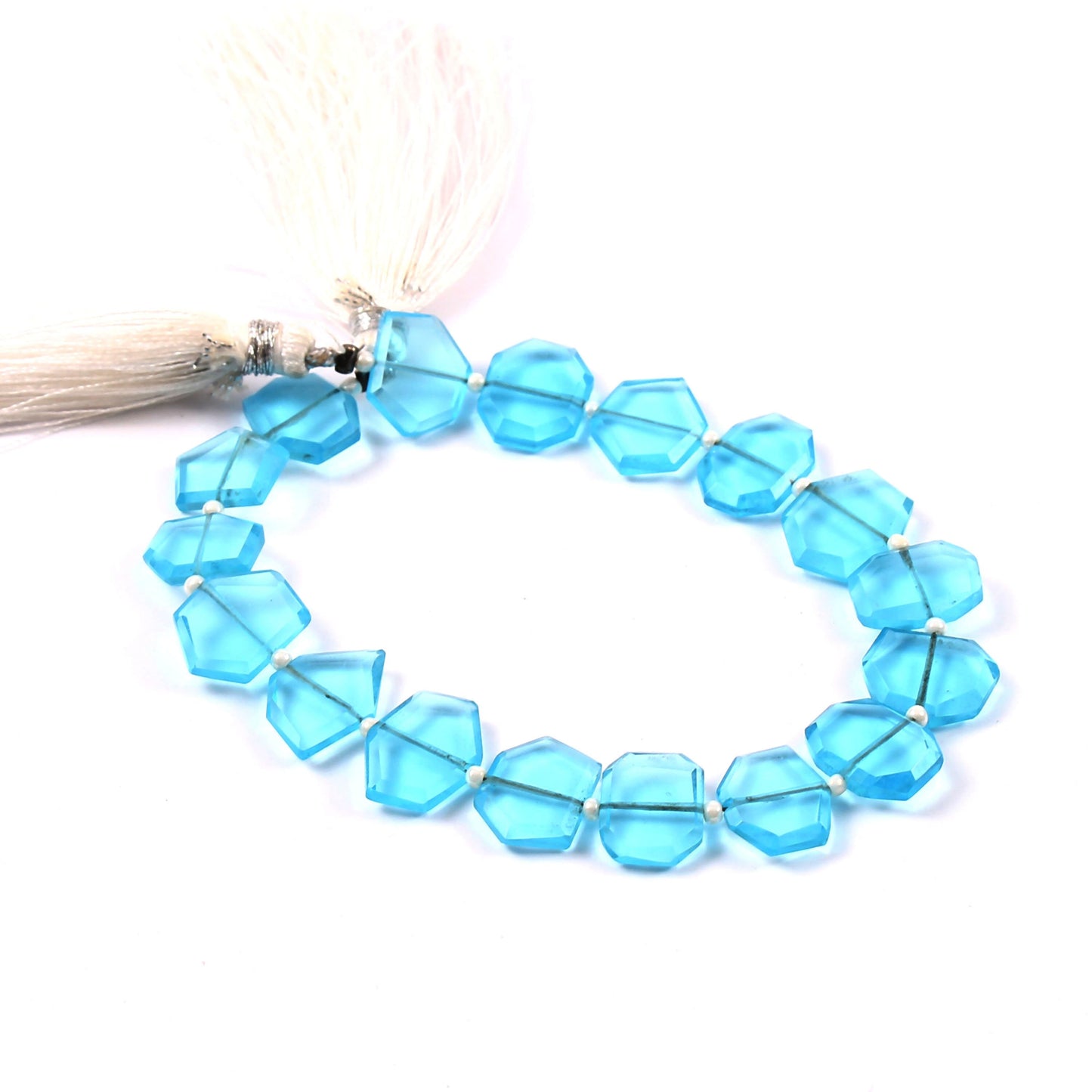 Blue Topaz Fancy Briolette Beads | Center Drill Flat Chip Gemstones