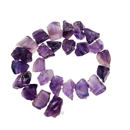 Natural Amethyst Rough Center Drill Gemstone Beads 25 Pcs