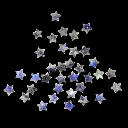 Rainbow Moonstone Star Beads 10mm Blue Flash Gemstone Briolette for Jewelry Making