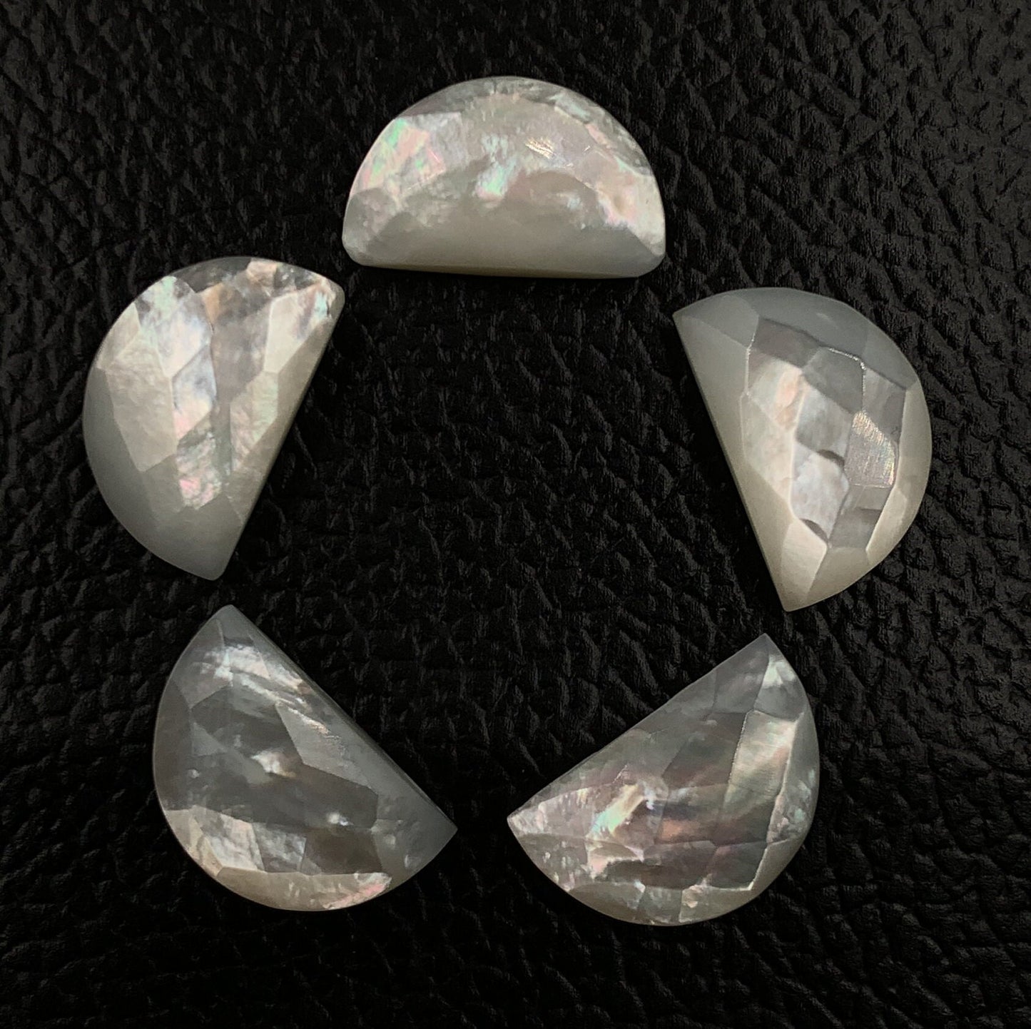 Natural Mother Of Pearl Gemstone Beads, Faceted Half Moon "D Shape Beads, Carving Gemstone, Size 11x16 mm, Loose Beads For Jewelry making