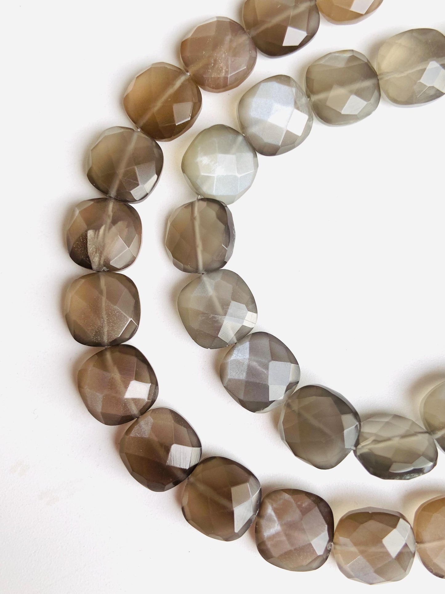 Natural Grey moonstone Faceted Cushion Shape Gemstone Center drill cushion for Jewelry Making Square shape gemstone gift for her Size 10mm