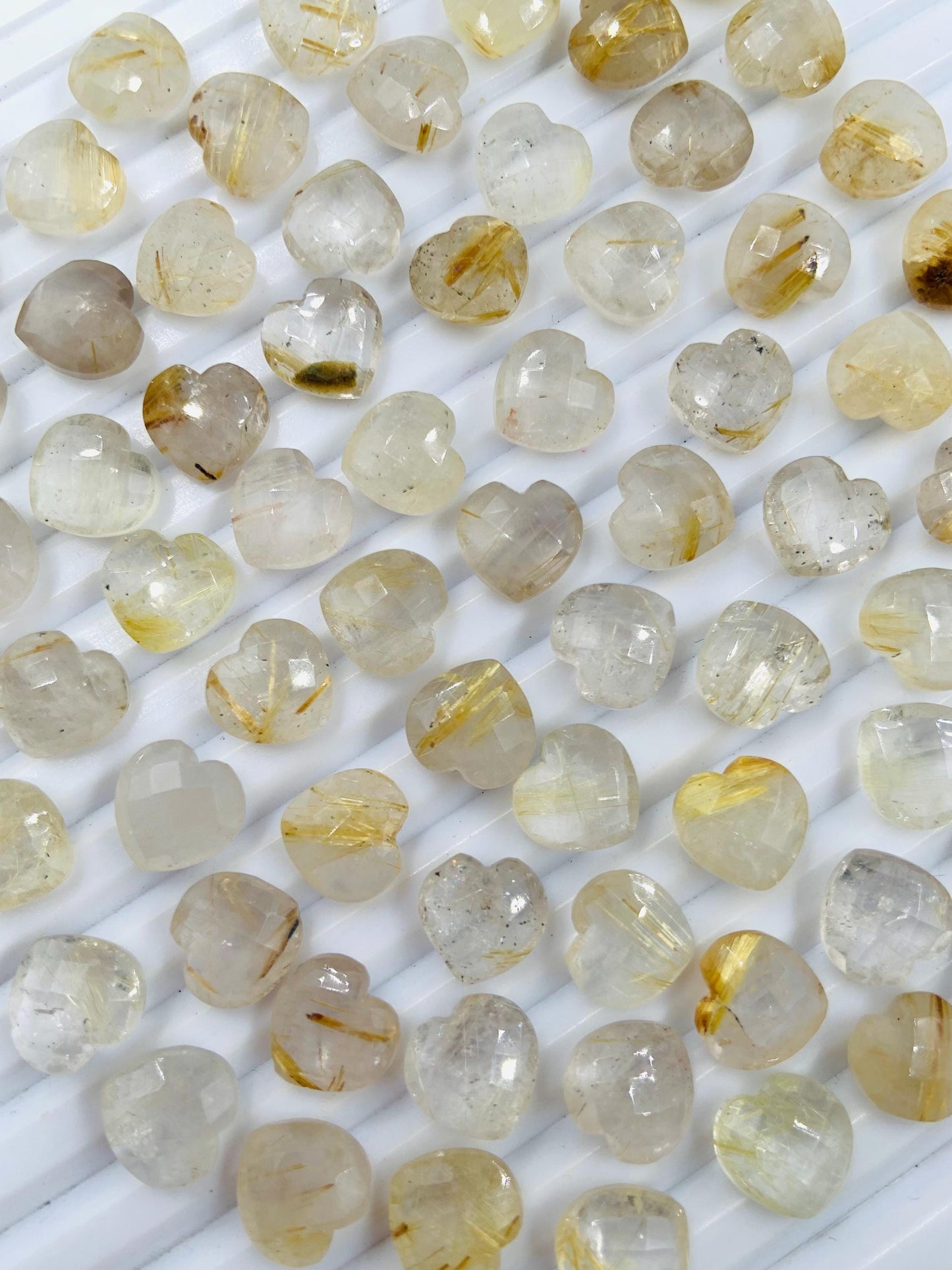 2 Pieces Natural Golden Rutile Faceted Heart Shape Gemstone, Size 10mm, Hand Carved Heart Briolette, Jewelry Making Beads, SKU - BBI318