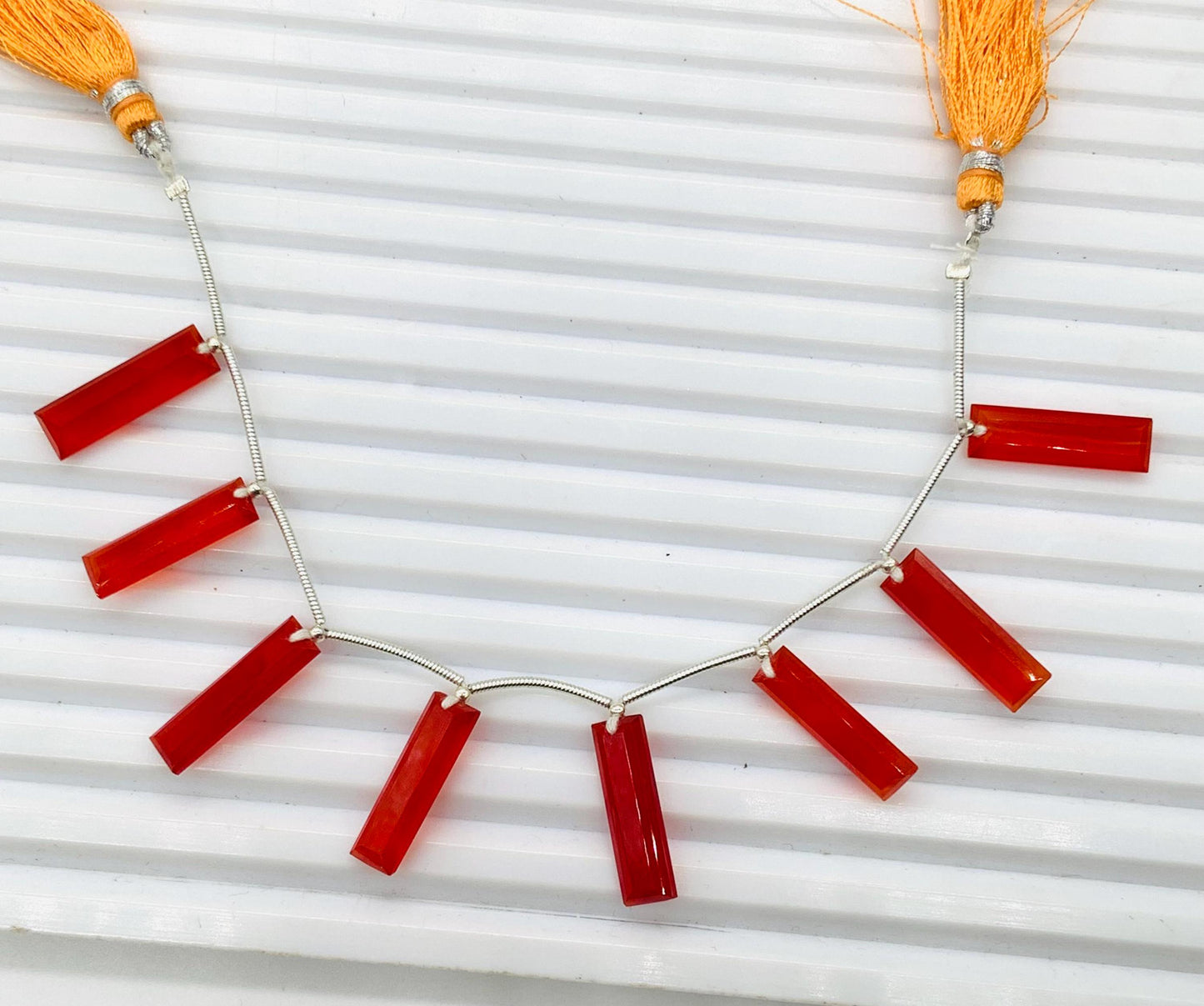10 Pieces Natural Carnelian Baguette Step cut Faceted Gemstone beads Size 20X6X4mm Gift for her