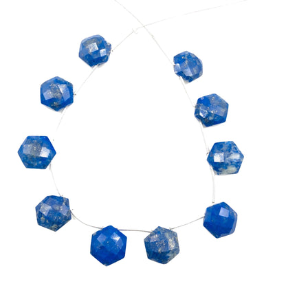 Natural Lapis Lazuli Faceted Hexagon Beads – Side Drill Natural Gemstones