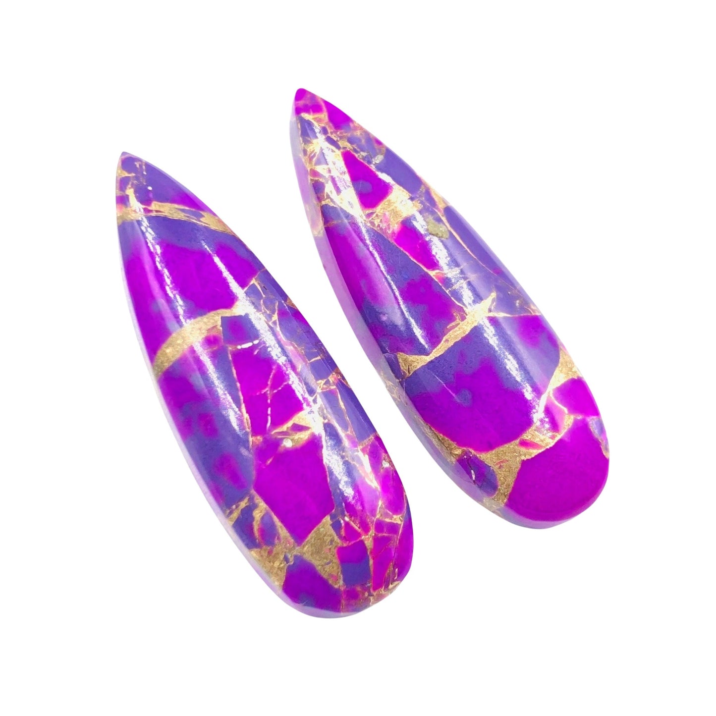 1 Pair Purple Copper Turquoise Smooth Long Pear Shape Gemstone, Size 10x31mm, Matching Pair Briolette, Earring Making, SKU - BBI1025