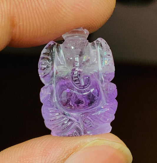 Natural Amethyst Ganesha Buddha carving Hand Carved Gemstone Statue