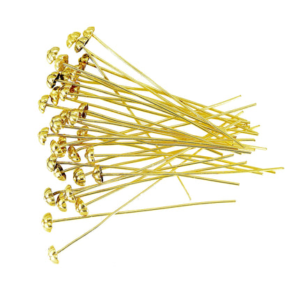 Gold-Plated Flower Headpins – 50 PCS 52mm Decorative Jewelry Findings