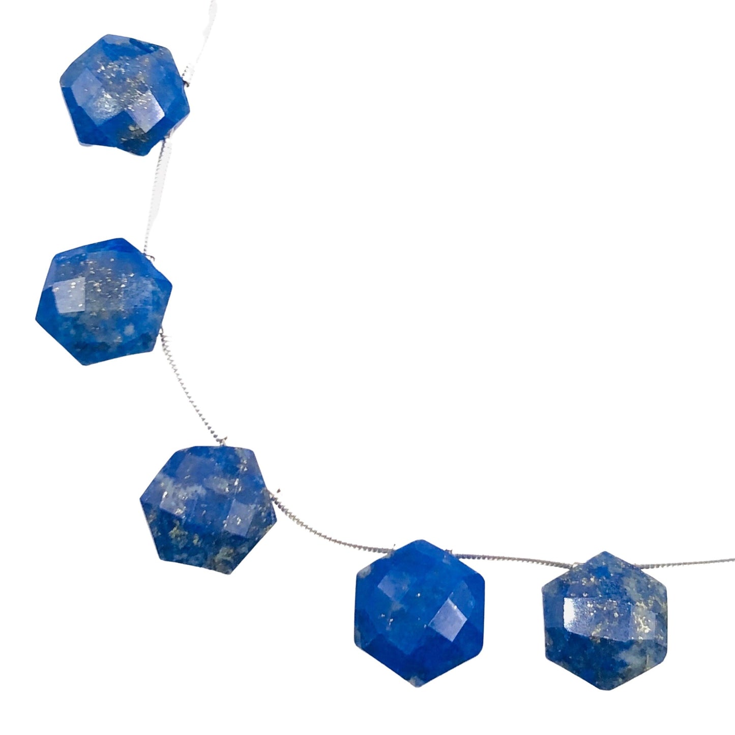 Natural Lapis Lazuli Faceted Hexagon Beads – Side Drill Natural Gemstones
