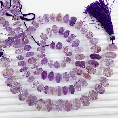 Natural Pink Amethyst Faceted Tumble Cubes Gemstone Beads 8" Strand