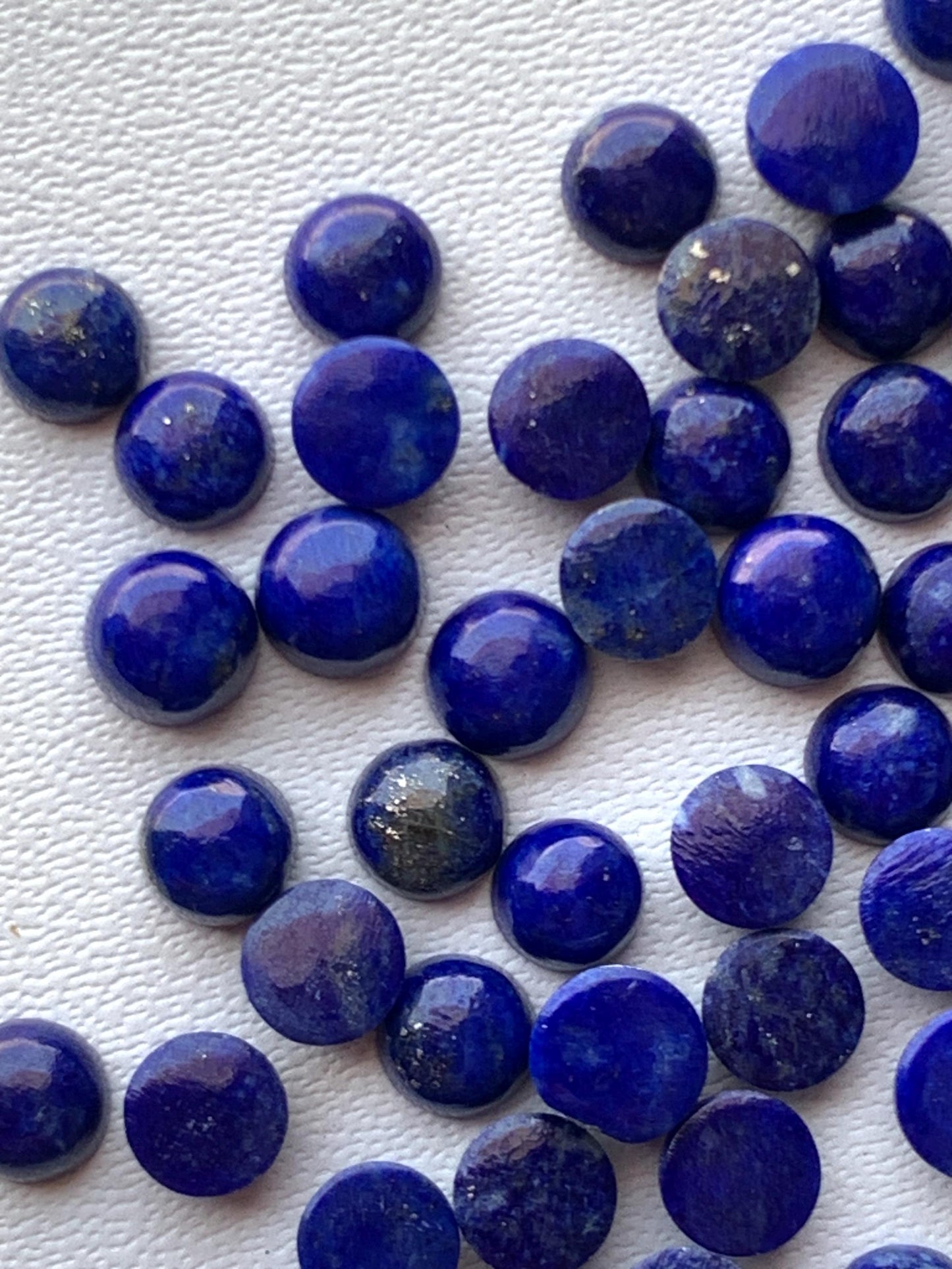 Natural Lapis Lazuli Smooth Round Gemstone Cabochon, CALIBRATED Loose Stone Cab, Round Jewelry Making Cabochons Semi Precious Cabs for ring