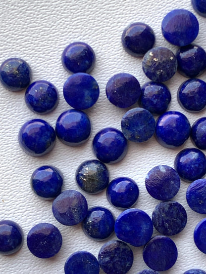 Natural Lapis Lazuli Smooth Round Gemstone Cabochon, CALIBRATED Loose Stone Cab, Round Jewelry Making Cabochons Semi Precious Cabs for ring