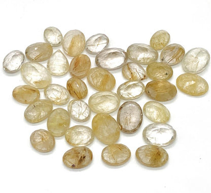 35 Pieces Lot Natural Golden Rutile Faceted Cut Stone Loose gemstone Golden Rutile Ring & High Fine Jewelry Semi Precious Lot Cut Stone