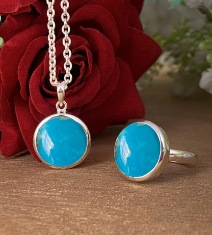 Dainty Silver Turquoise Pendant Necklace – Blue Gemstone Gift for Her - BeadsBoatInc