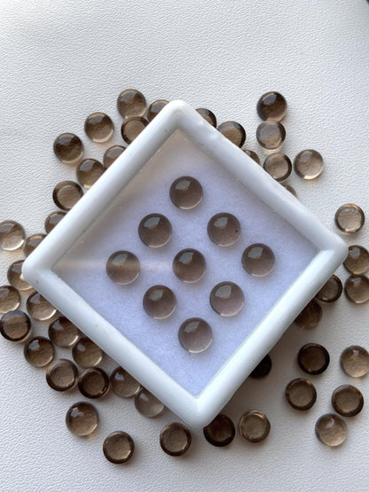 Natural Smoky Quartz Smooth Round Gemstone Cabochon, CALIBRATED Loose Stone Cab, Round Jewelry Making Cabochons Semi Precious Cabochons