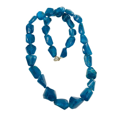 Natural Apatite Nugget Gemstone Necklace , Twisted Tumble Shape Gemstone , 16" Inches Necklace , Size 7x8mm To 18x13mm , SKU- BBI1085