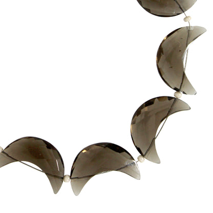 6 Pieces Natural Smoky Quartz Gemstone, Crescent moon gemstone, carving gemstone, natural gemstone, moon shape gemstone, size 7x16 mm