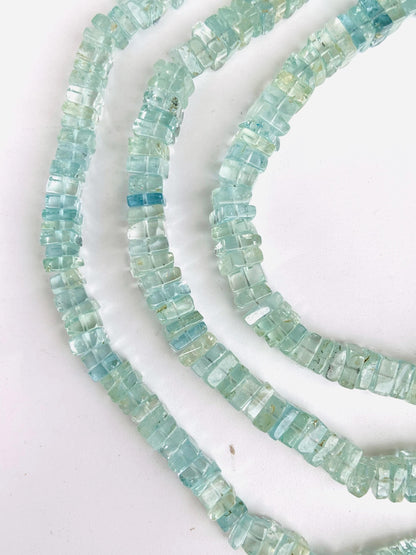 Natural Aquamarine 6mm Faceted Square Briolette Chicklet Beads for Jewelry Making Gift for Her
