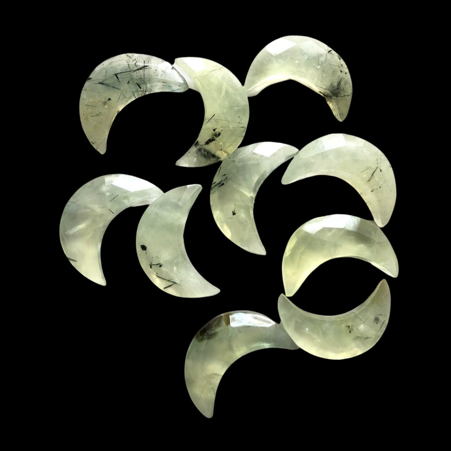 Natural Prehnite Crescent Moon Gemstone 7x16mm