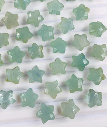 2 Pieces Natural Aquamarine Faceted Star Shape Gemstone, Hand Carved Star Briolette, Size 10 mm, jewelry Supplies, loose Stone, SKU - BBI103