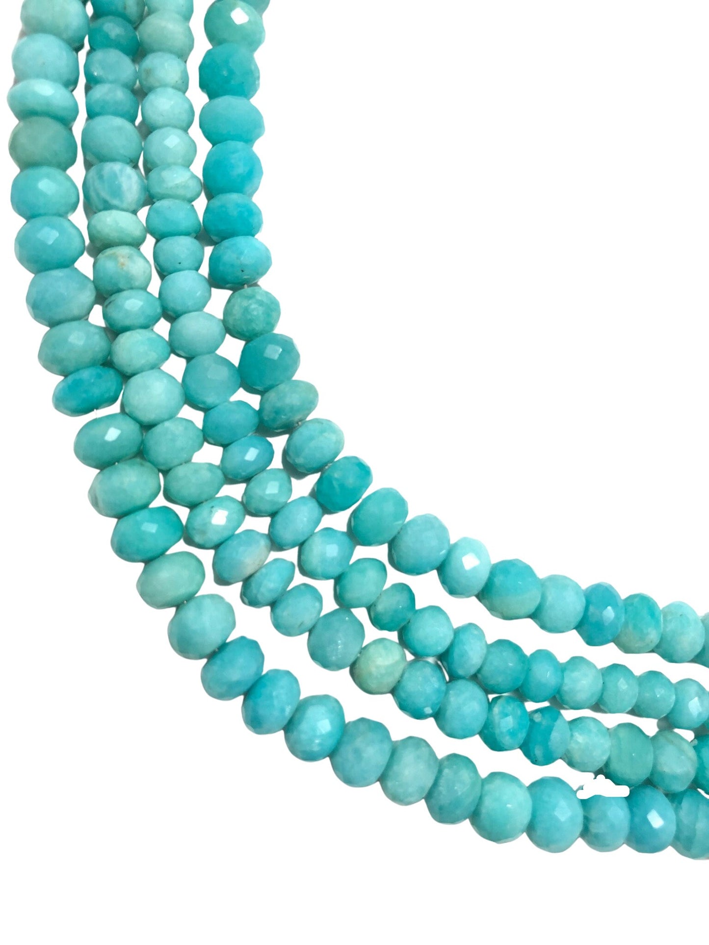 7mm-8mm Blue Amazonite Gemstone, Natural Rondelle Beaded Necklace Gift For Her, Faceted Amazonite Gemstone Necklace