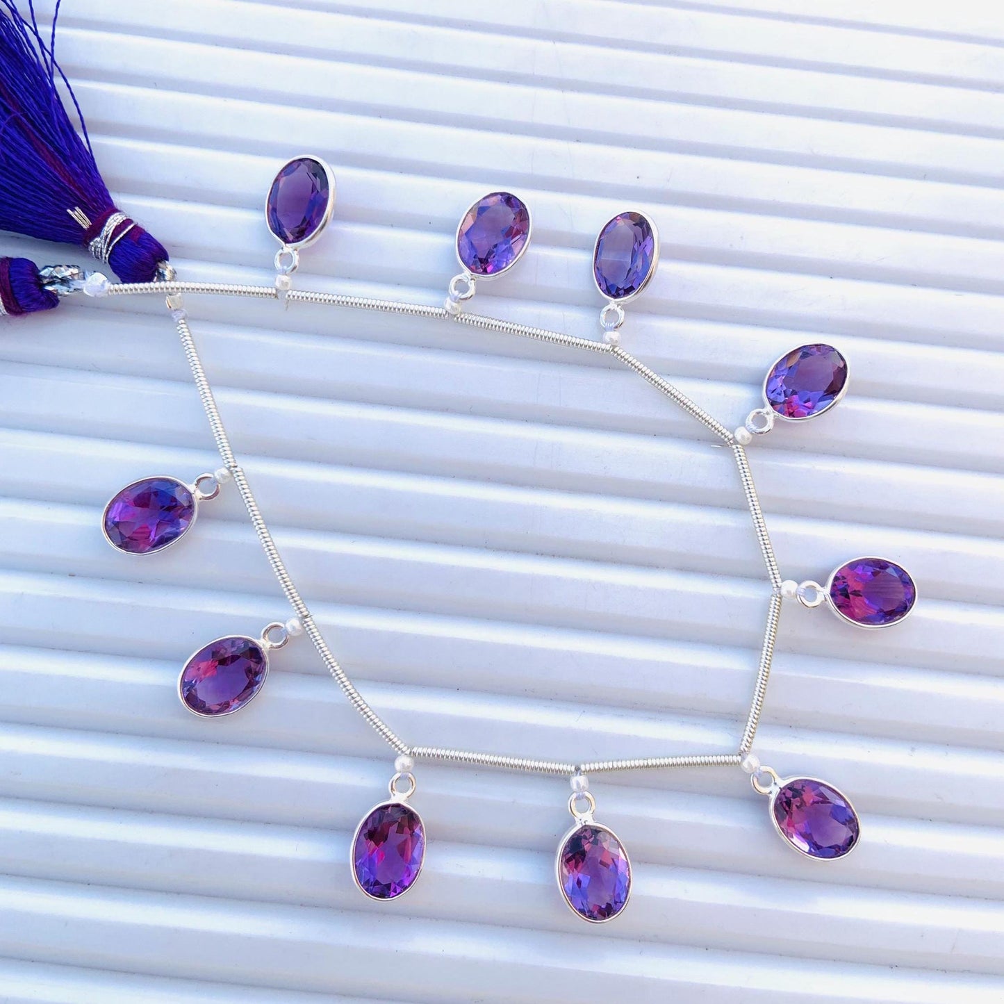 Natural Pink Amethyst Faceted Oval Gemstone Bezel Connector 10 Pcs