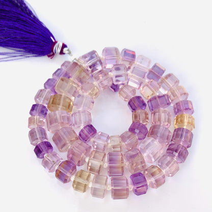 Natural Ametrine Faceted Tyre Gemstone Beads 15" Strand