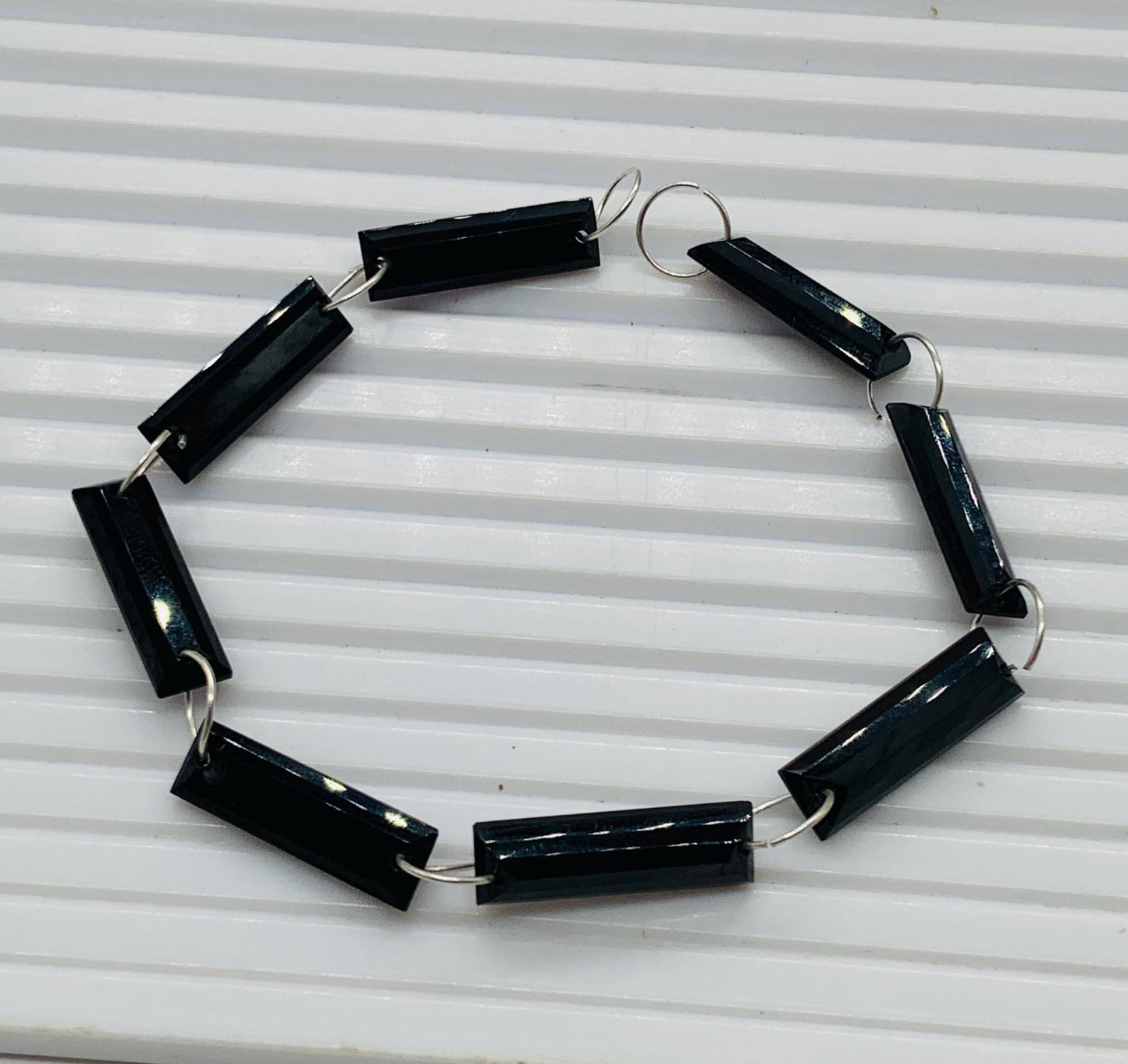 Black Onyx 10 Pieces Baguette Step-Cut Faceted Beads 20x6x4mm | Both Side Drill