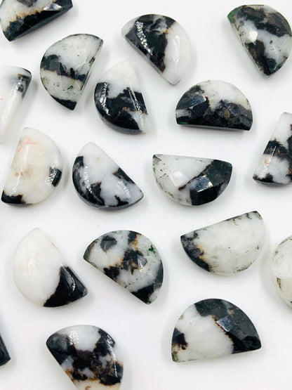 Natural Zebra Jasper Gemstone Beads, Faceted Half Moon "D Shape Beads, Carving Gemstone, Size 10x16 mm, Loose Beads For Jewelry,