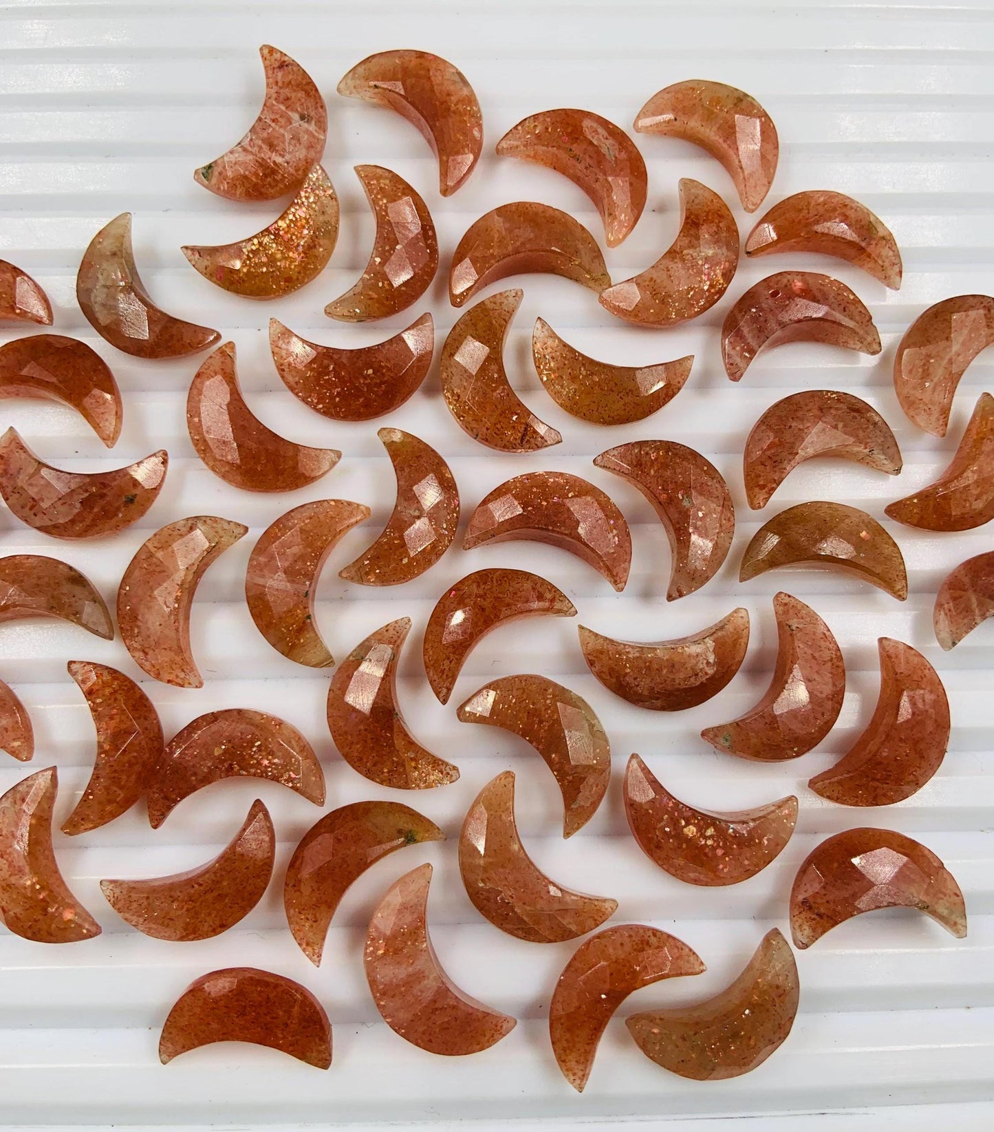 2 Pieces Natural Orange Sunstone Faceted Moon Shape Gemstone, carving Moon Gemstone, Size 7x16mm, Jewelry Making,