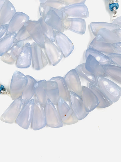 Natural Blue Lace Agate Sail Crown Cut Briolette Beads