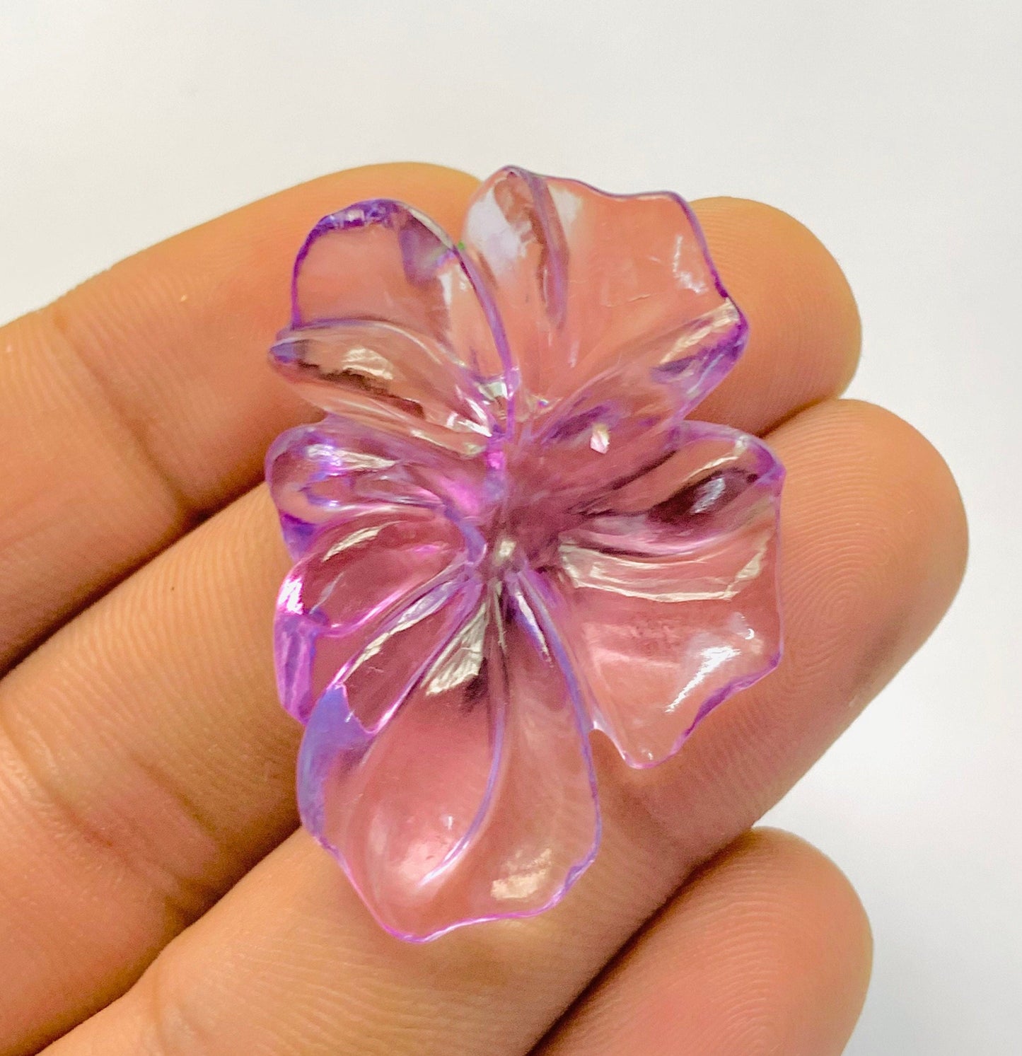1 Pcs Natural Amethyst Hand Carved Flower Shape Briolette Beads, Handmade Carving Pair Gemstone Size - 36X25X6mm, Beads making For Jewelry