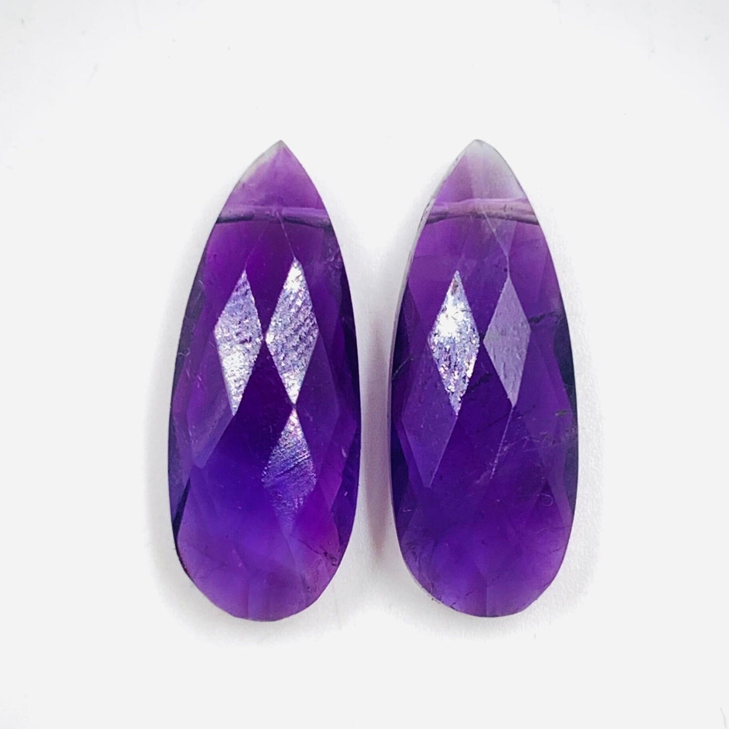 1 Pair Natural Amethyst Faceted Long Pear Shape Gemstone, Size 10x25mm, 10x20mm, 10X30mm Matching Pair Briolette, Earring Making Gemstone,