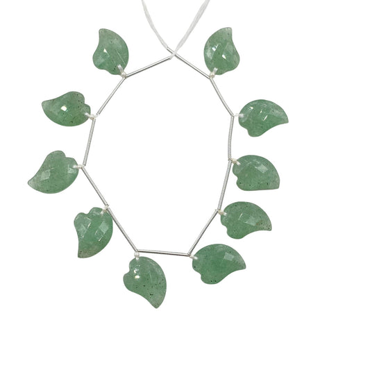 10 Pieces Natural Green Aventurine Gemstone, Faceted Mango Shape Beads Briolette, Fancy Carved Face Drill Strand, Size 12x16mm, SKU- BBI970