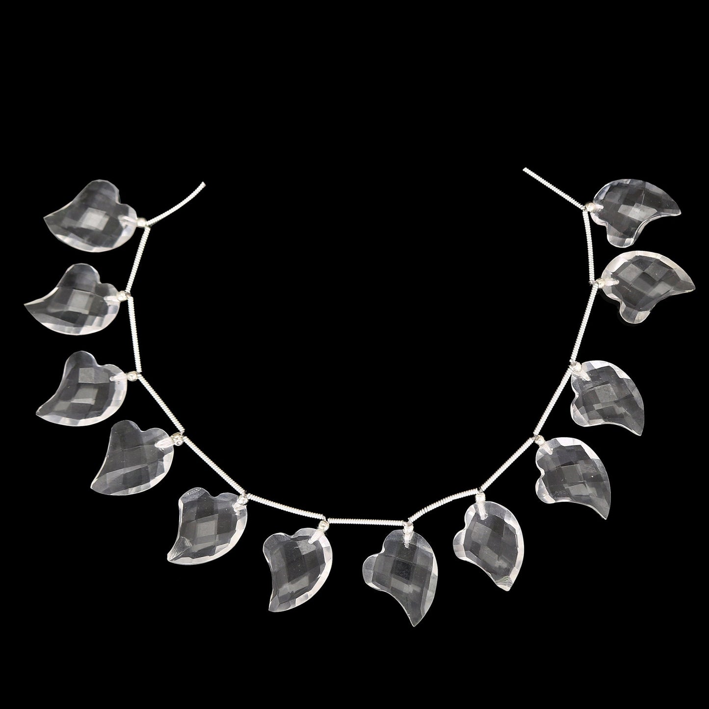 12 pcs crystal quartz carved HEART Shape facetted Briolette | Wholesale Natural Gemstone Beads | Face Drill | High Quality | Jewelry Making