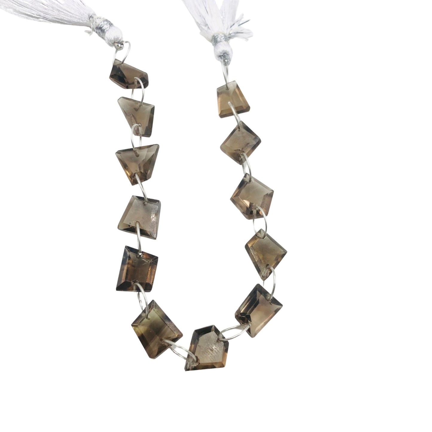 12 Pieces Natural Smoky Quartz Faceted Pentagon Cut Stone Beads, Double Drill Beads Strand, AAA Quality Smoky Quartz Beads, SKU-BBI740
