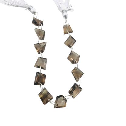 12 Pieces Natural Smoky Quartz Faceted Pentagon Cut Stone Beads, Double Drill Beads Strand, AAA Quality Smoky Quartz Beads, SKU-BBI740