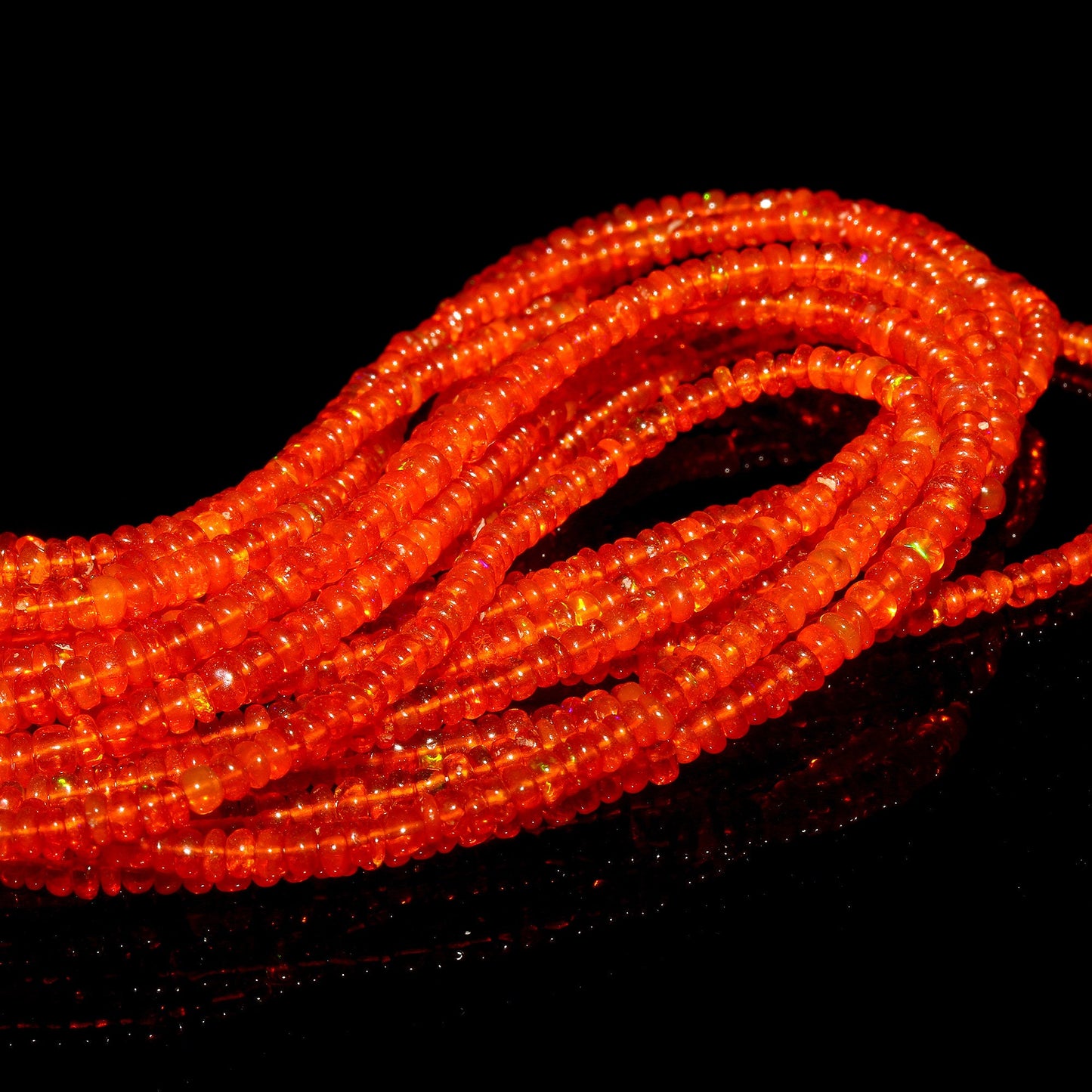 Natural Orange Ethiopian Opal Smooth Rondelle Beads