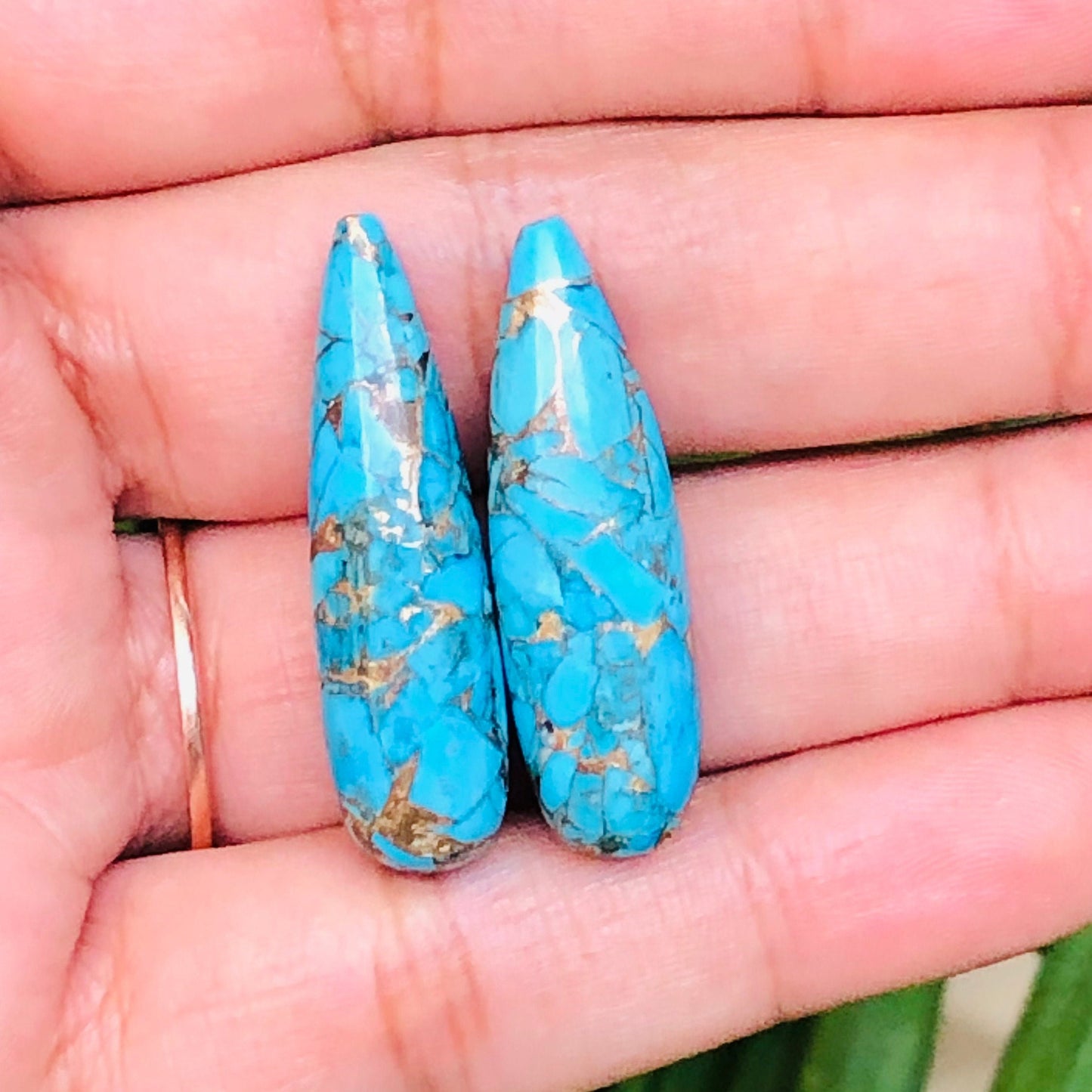1 Pair Copper Turquoise Smooth Long Drop Gemstone, Size 9x30mm, Matching Pair Briolette, Earring Making Gemstone, SKU - BBI269