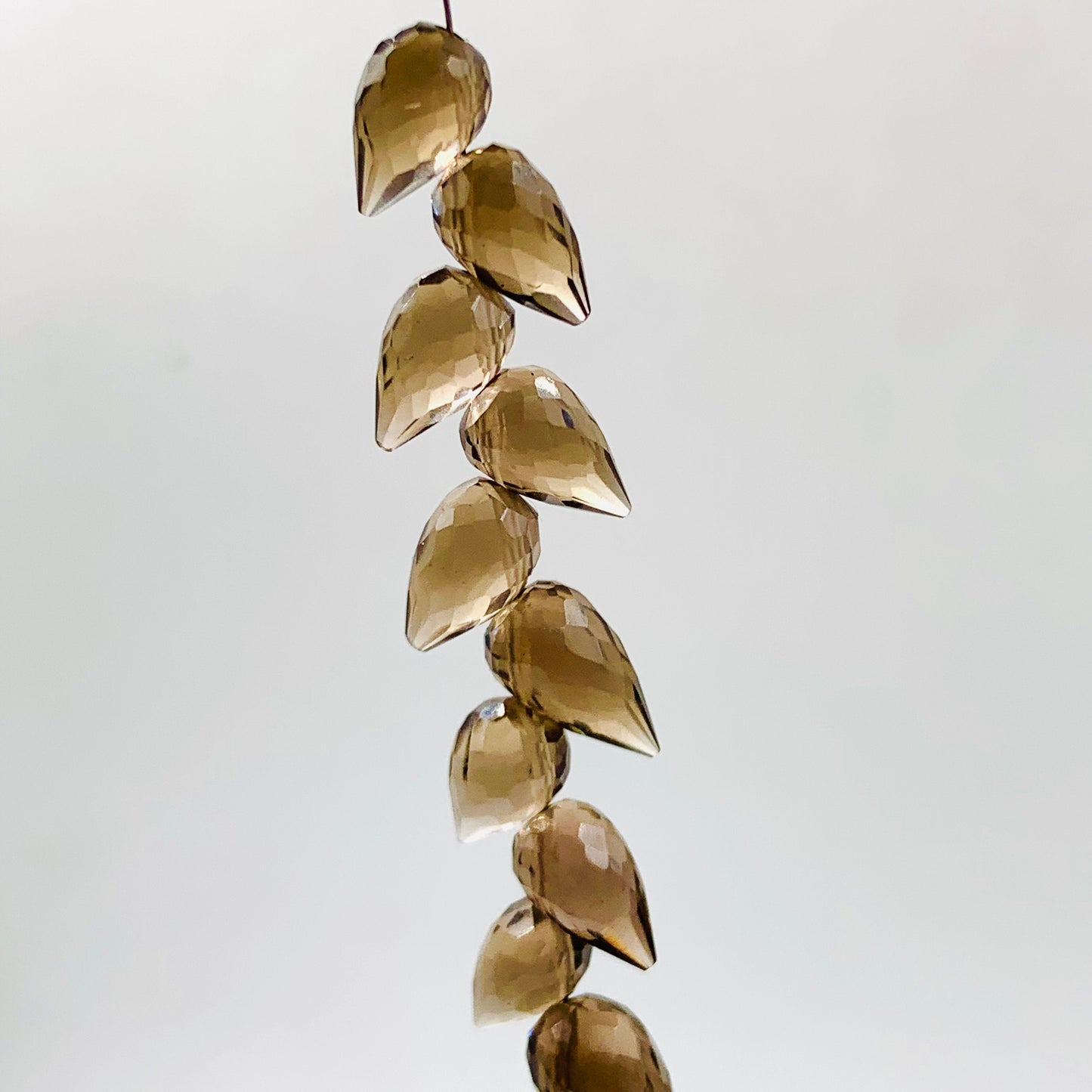 4 Inches Natural Smoky Quartz Buds Briolette Beads Smoky Quartz Gemstone Faceted Flower Buds Size 5X9mm To 6X10mm Smoky Drops jewelry making