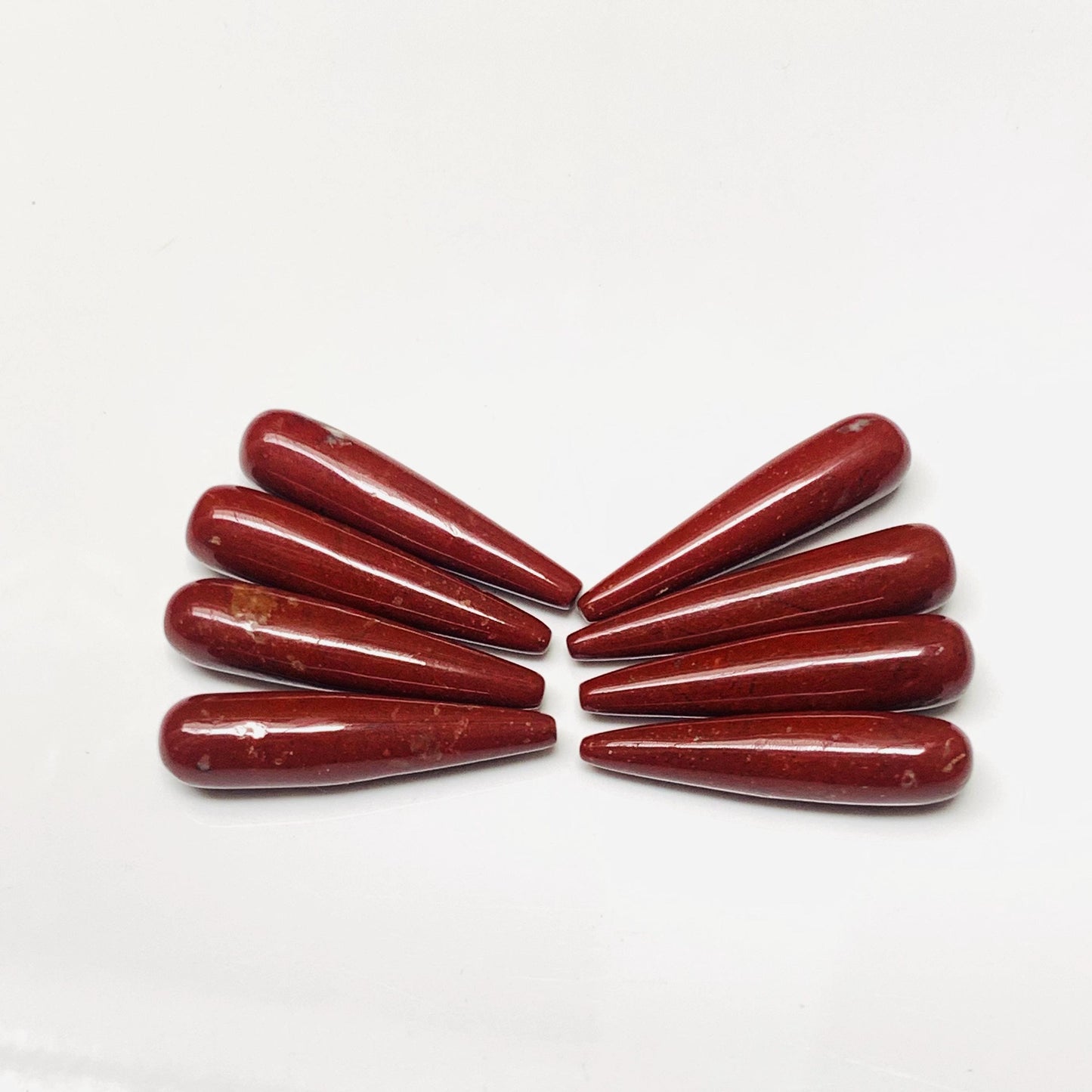 1 Pair Natural Red Jasper Smooth Drop Shape Gemstone, Handmade Matching Pair beads, Matched Drops Pairs for Jewelry Making Size - 7x30mm