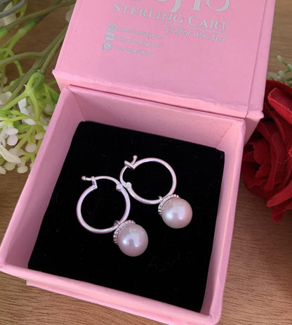 New ! Fairy Pearl Hoop Earrings ~ Soft & Beautiful Feminine Design ~ Best For Her ~ Bridal Jewelry ~ June Birth month ~ Mother's Day Gift