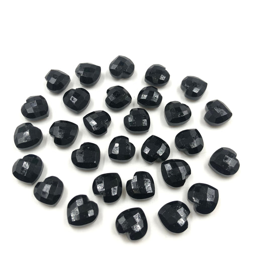 Natural Black Onyx Hand Carved Heart Shape Loose Gemstone Beads, Carved Heart Shape Gemstone Briolettes ,Loose Beads , 10mm BBI332